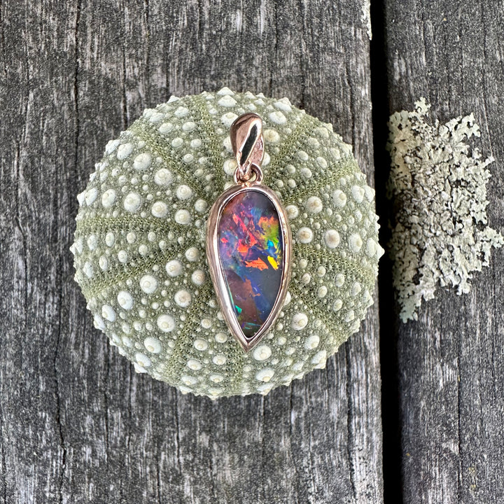 Fiery Boulder opal pendant