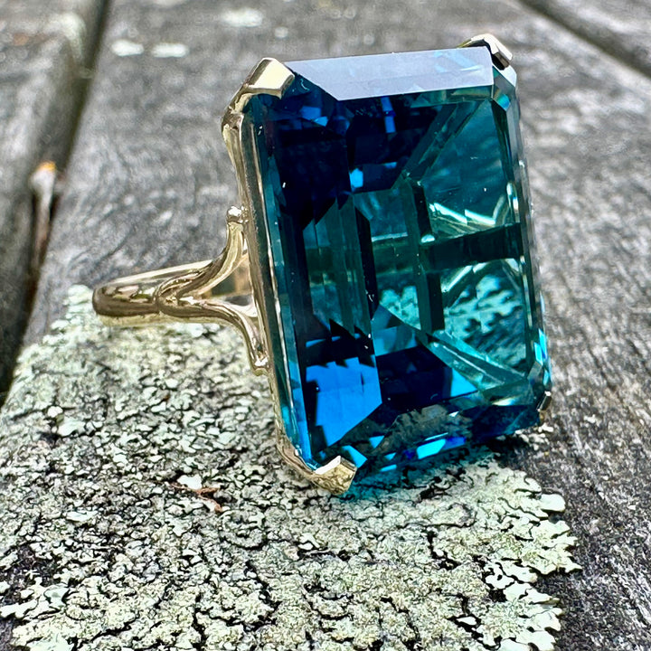 59.5 carat London Blue topaz ring