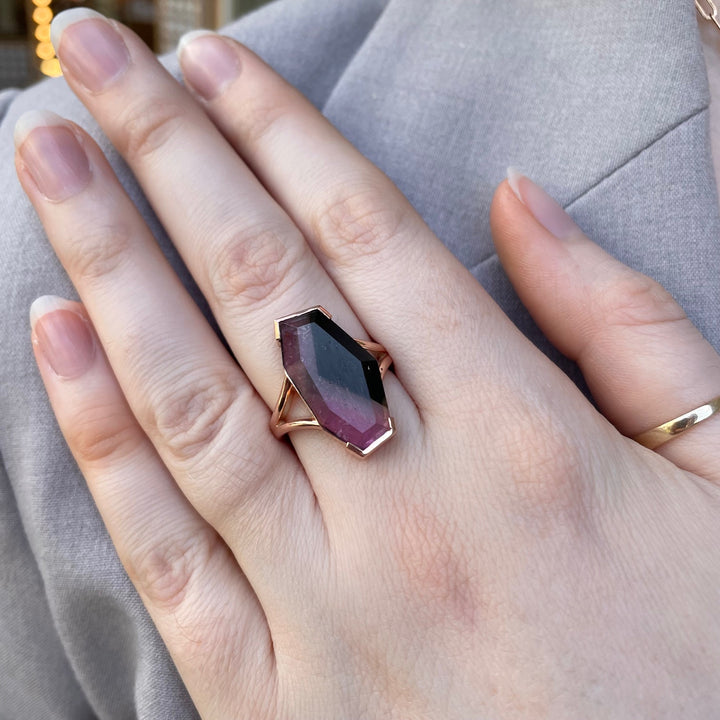 Brazilian watermelon tourmaline ring