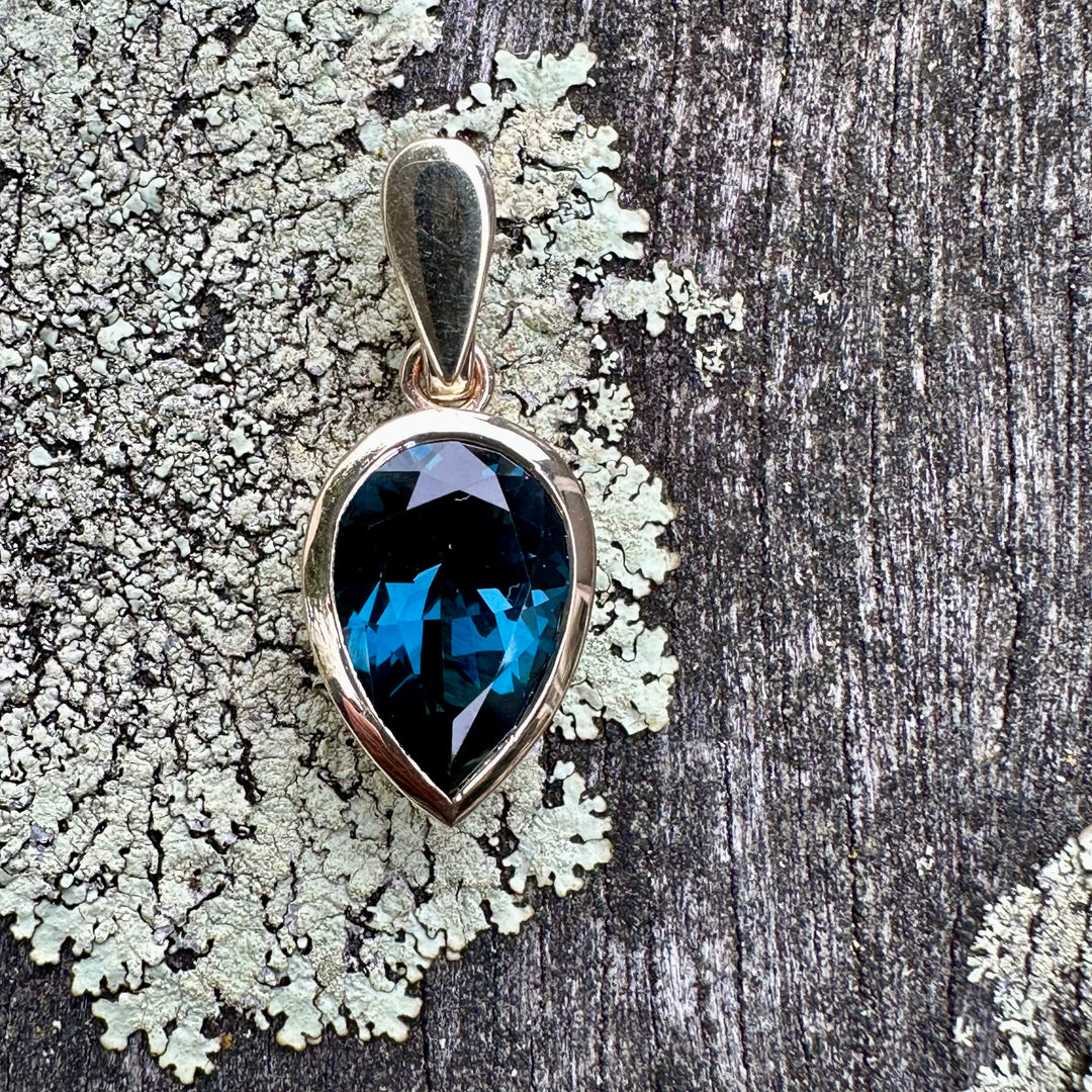 London Blue Topaz and Diamond Halo Pendant London Blue Topaz and Diamond Halo Pendant