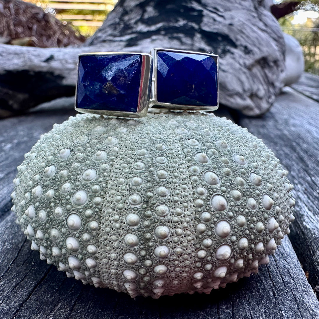 Faceted lapis lazuli cufflinks