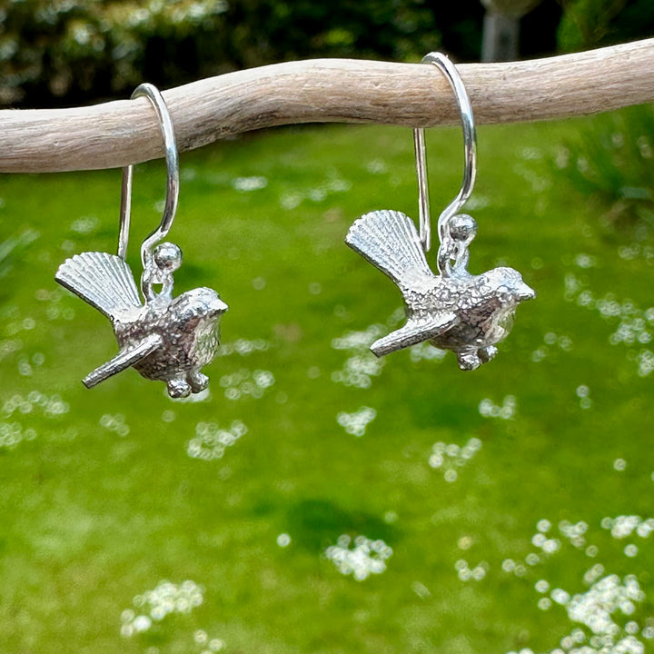 Sterling silver fantail earrings