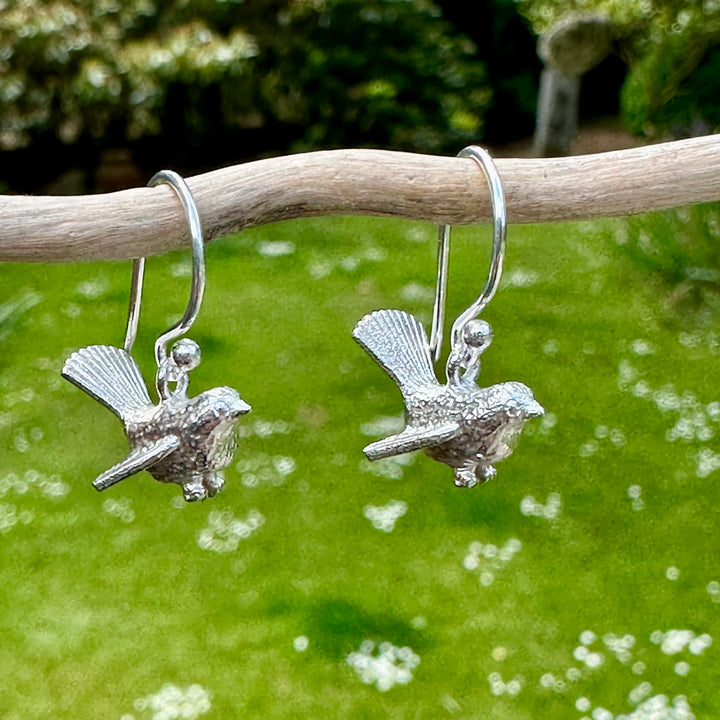 Sterling silver fantail earrings