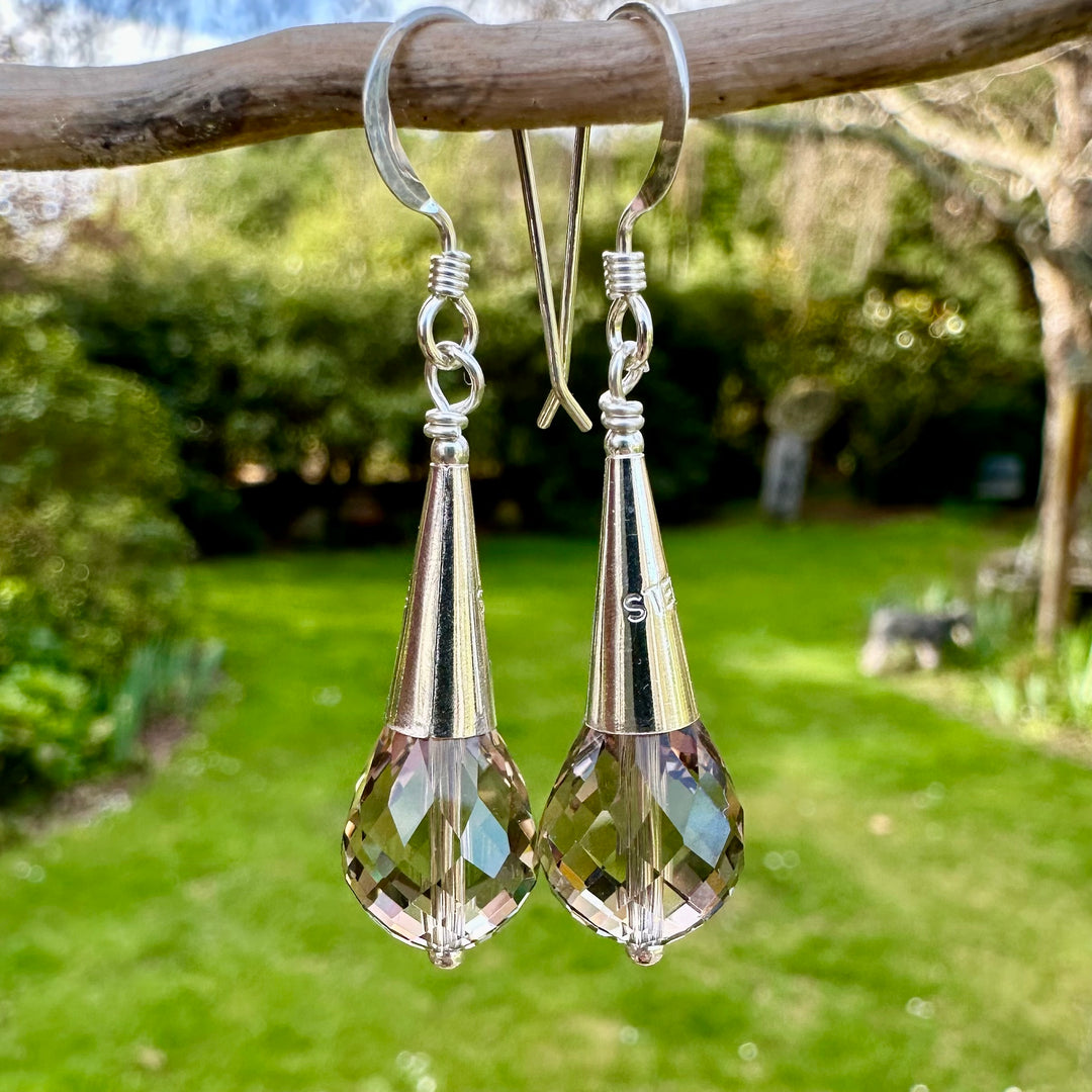 Faceted smoky quartz drop earrings