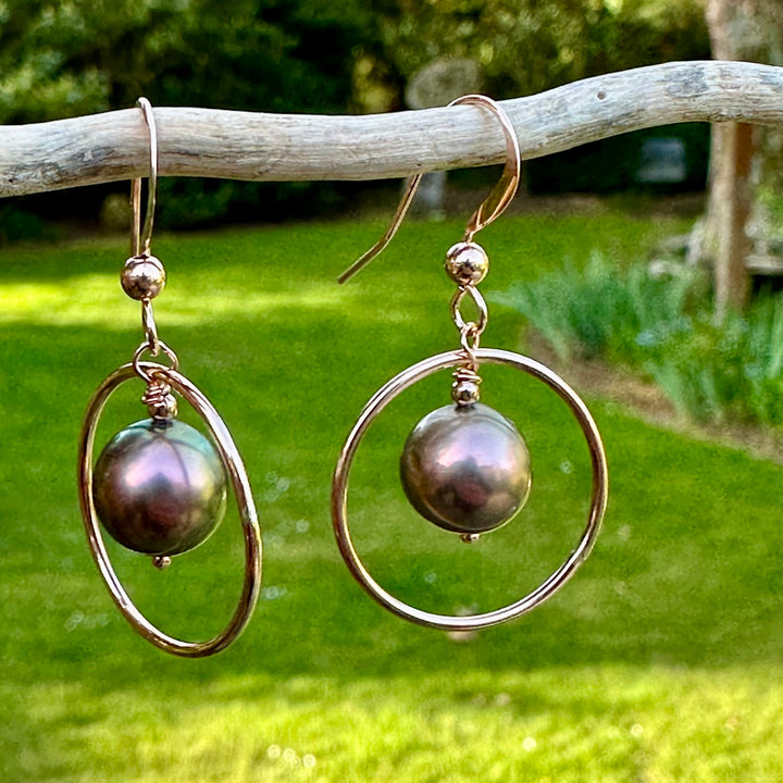 Coffee coloured freshwater pearl earrings