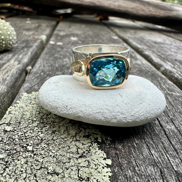 Swiss Blue topaz Amore ring