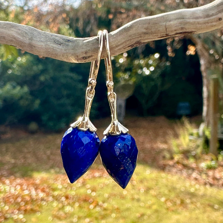 Faceted lapis lazuli drop earrings