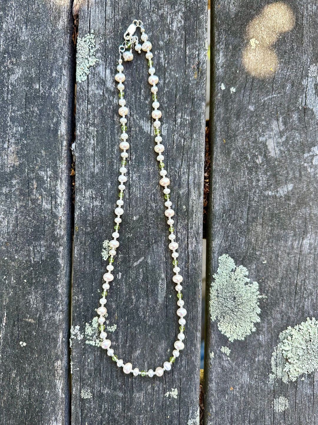 Peridot and freshwater pearl necklace