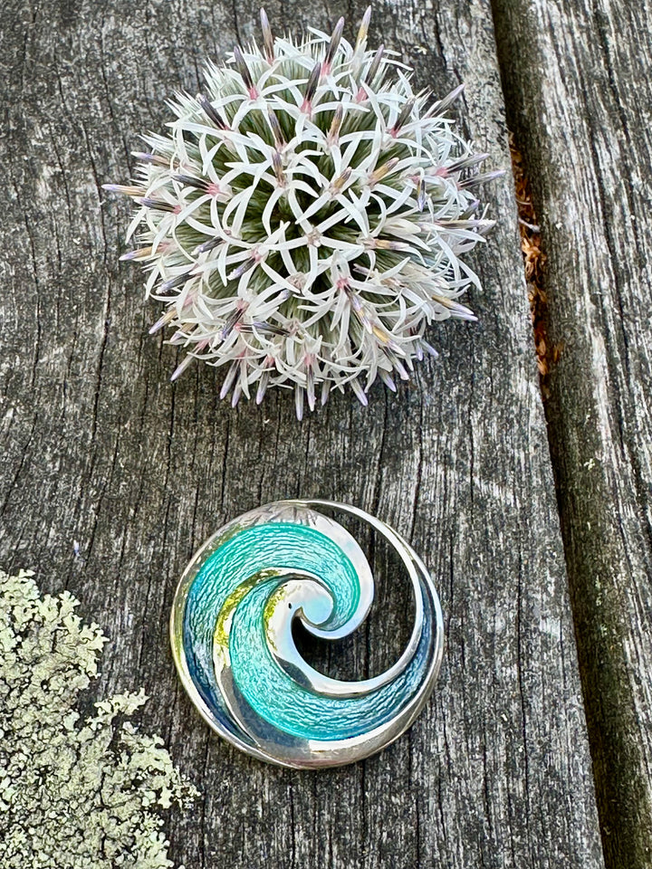 Vintage enamel and sterling pendant