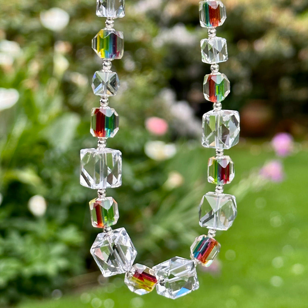 Vintage rainbow glass necklace
