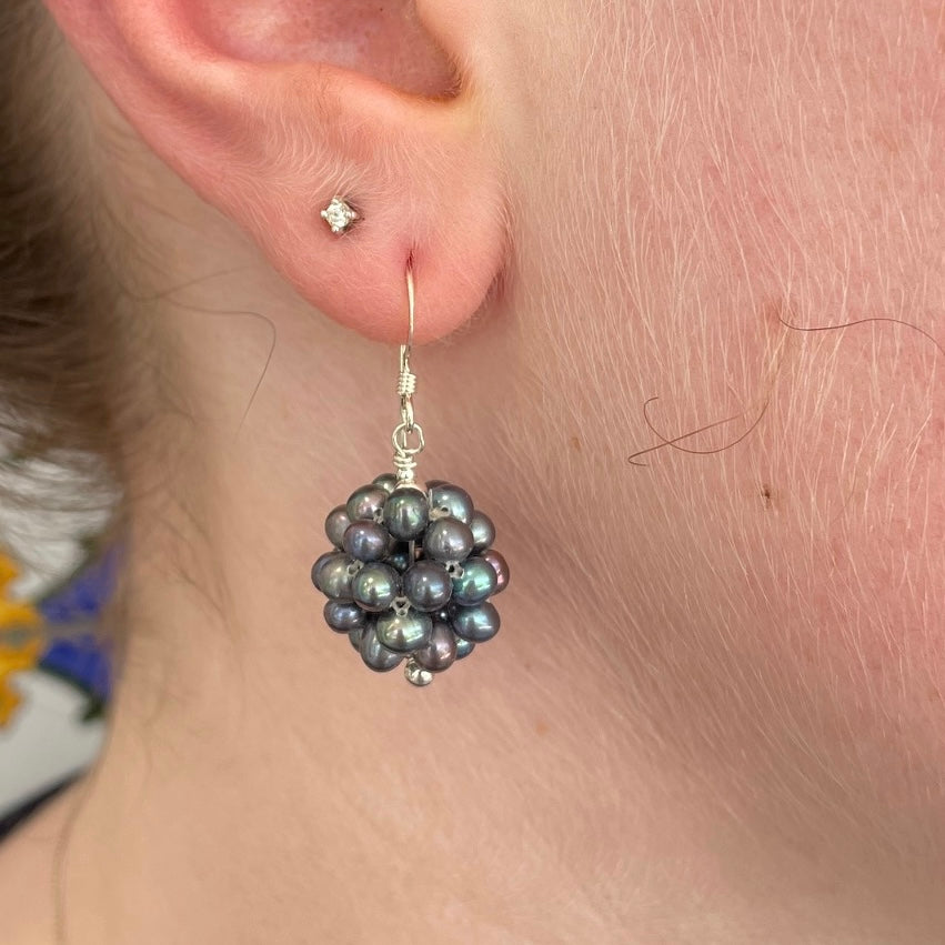 Beaded freshwater pearl earrings