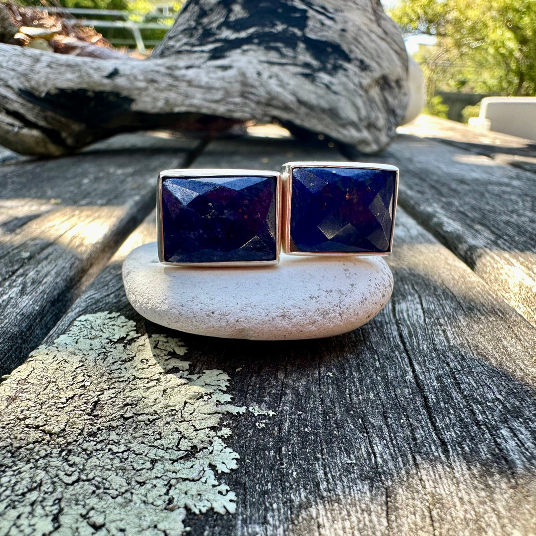 Faceted lapis lazuli cufflinks