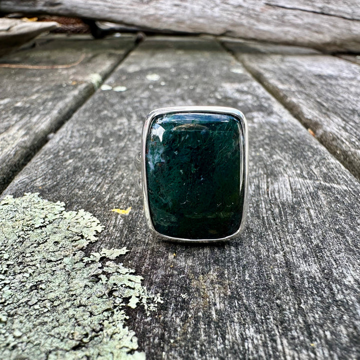 Moss agate ring