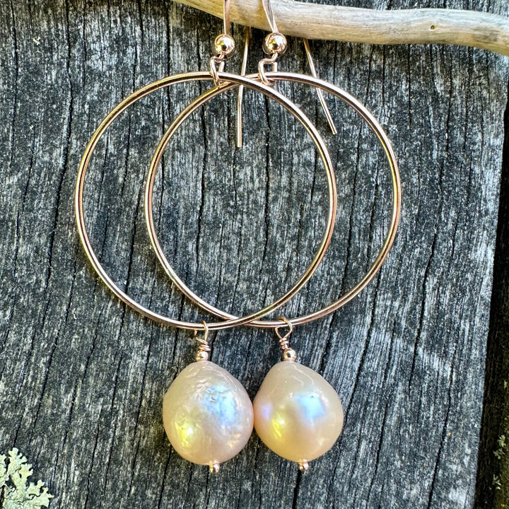 Apricot freshwater pearl earrings