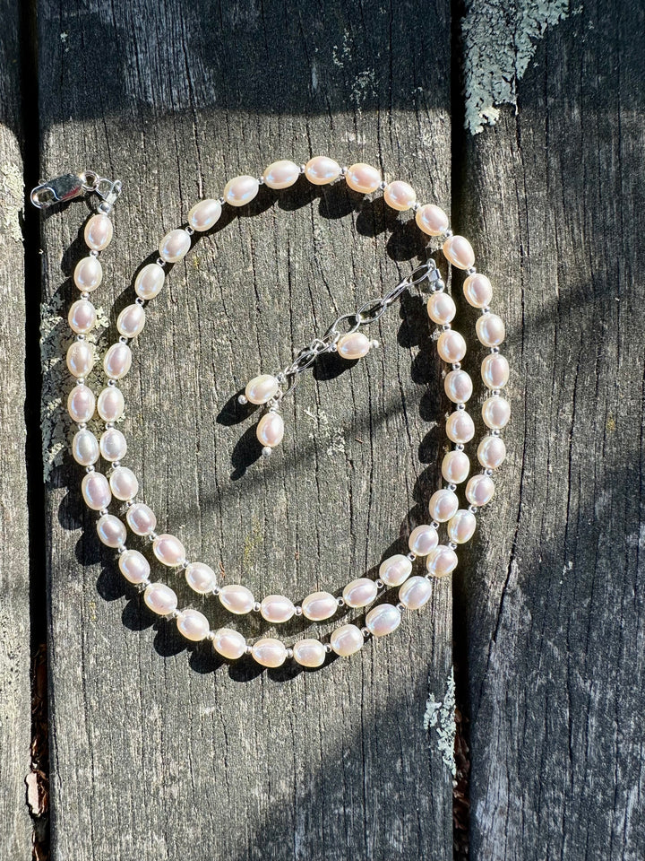 White rice freshwater pearl necklace