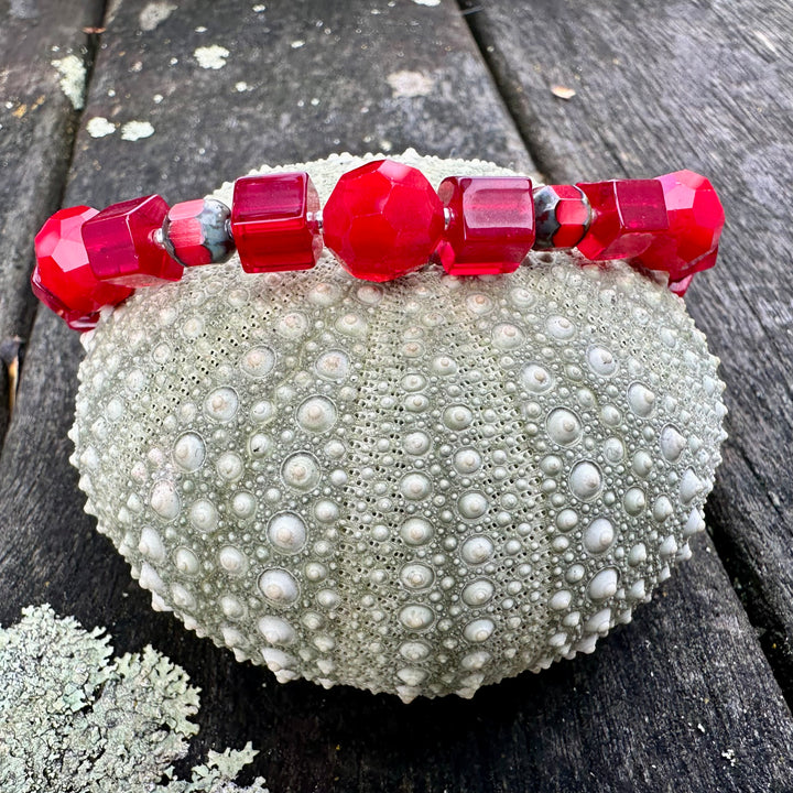 Red faceted crystal bracelet