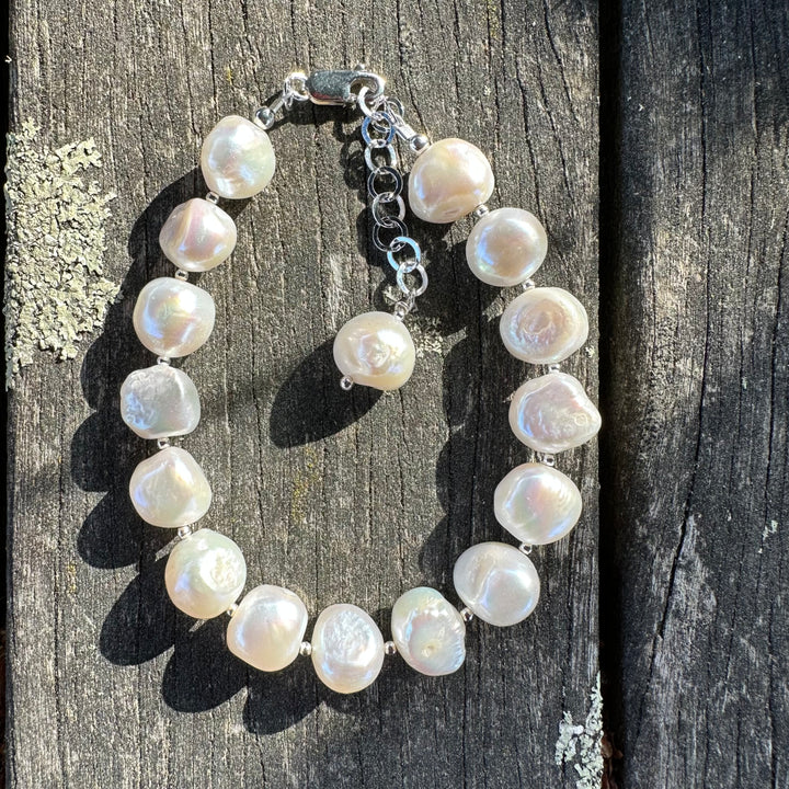 White freshwater pearl bracelet.