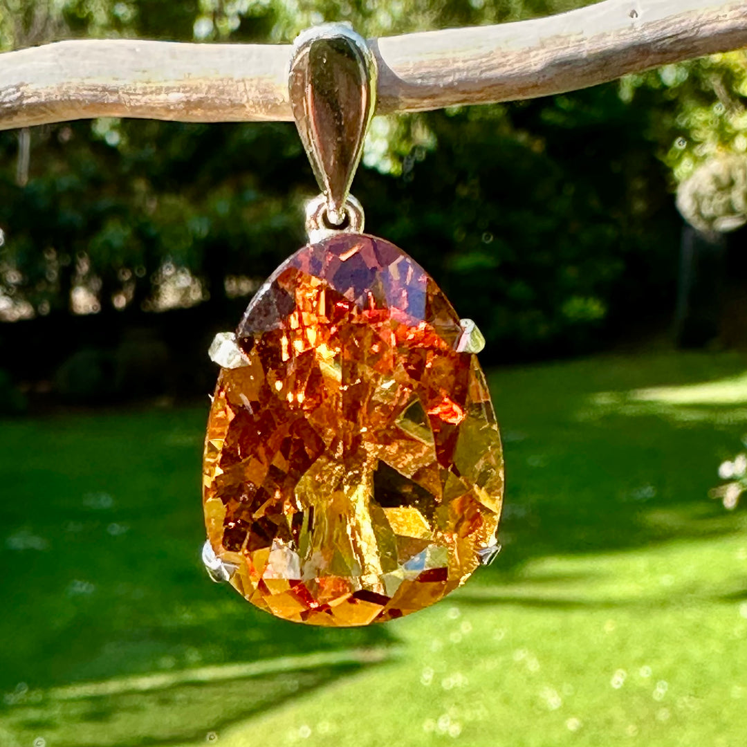 Rose cut Brazilian citrine pendant