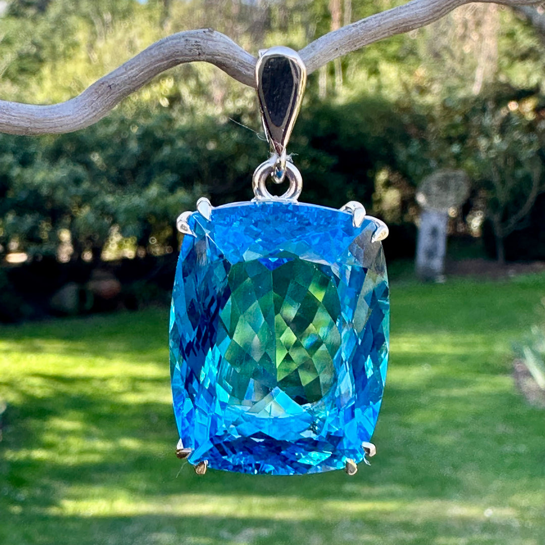 Huge Swiss blue topaz pendant