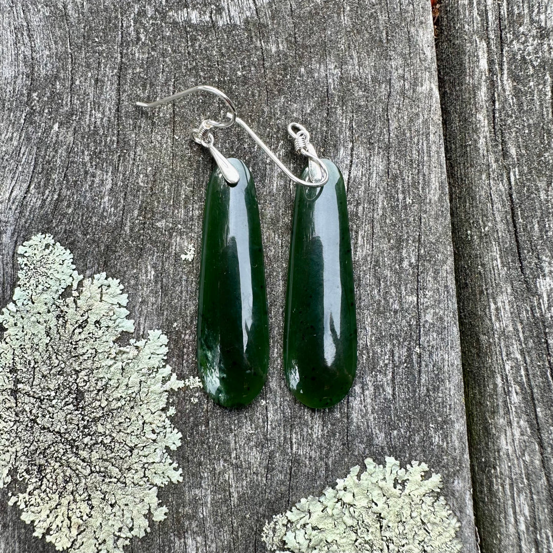 New Zealand greenstone ( kawa kawa) earrings