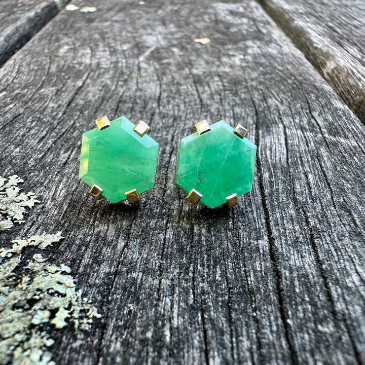 6.68ct Brazilian emerald studs