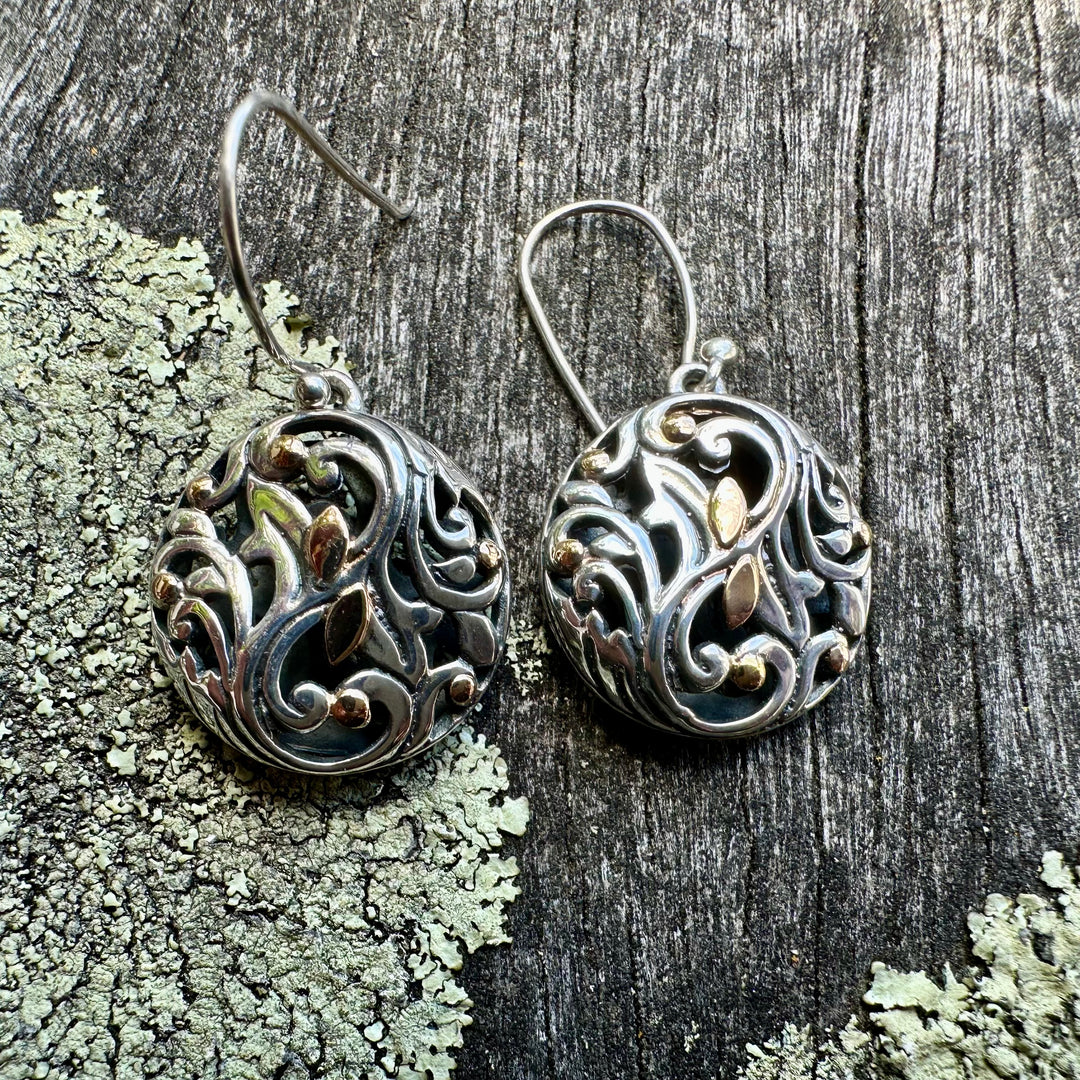 Sterling silver earrings with gold accents