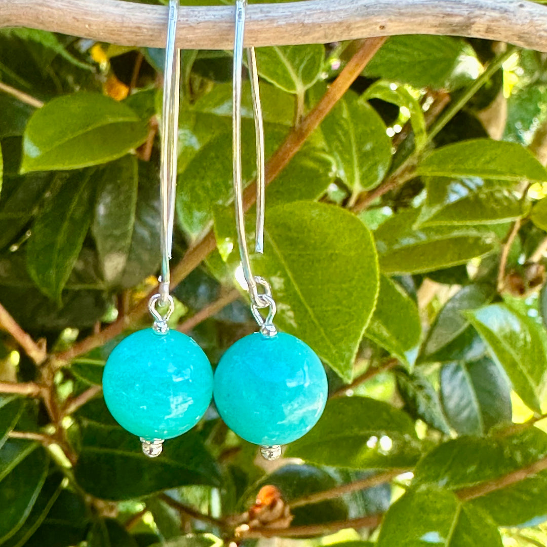 Amazonite on sterling marquis hooks