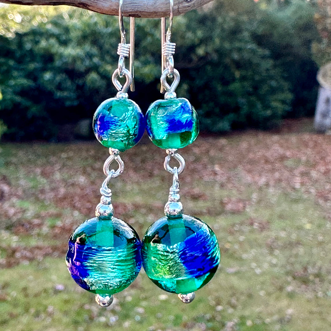 Vintage peacock eye earrings