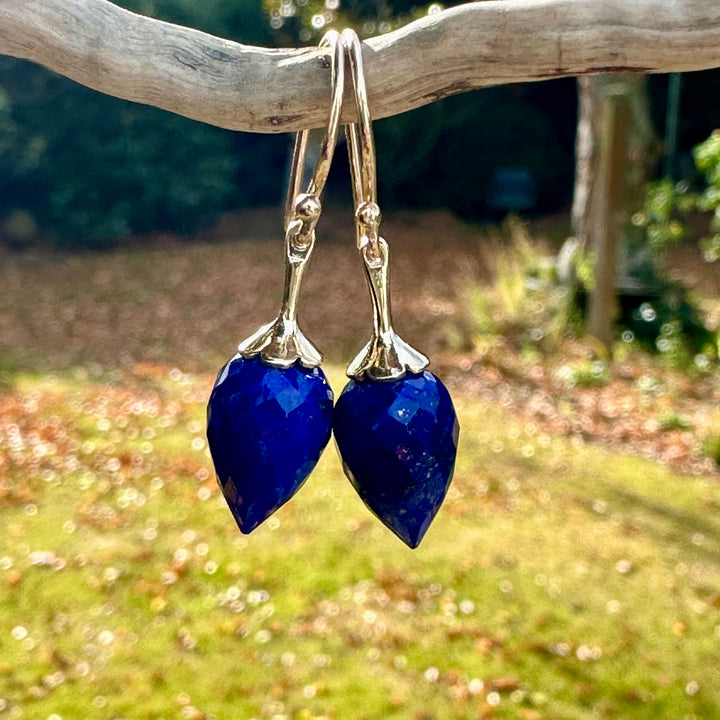 Faceted lapis lazuli drop earrings