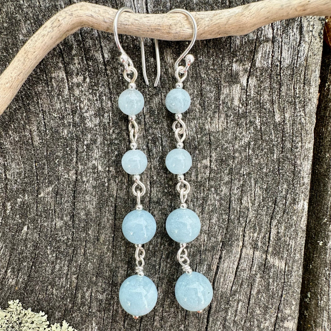 4 tier aquamarine earrings