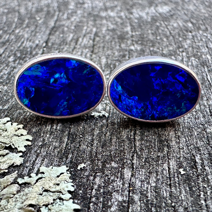 Oval opal doublet studs