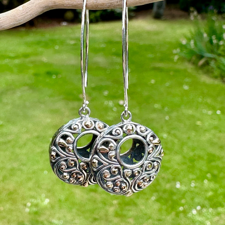 Sterling silver earrings with 18 ct accents