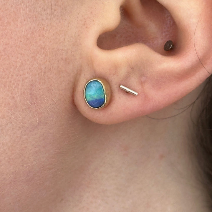 9ct Gold Australian Boulder Opal Stud Earrings