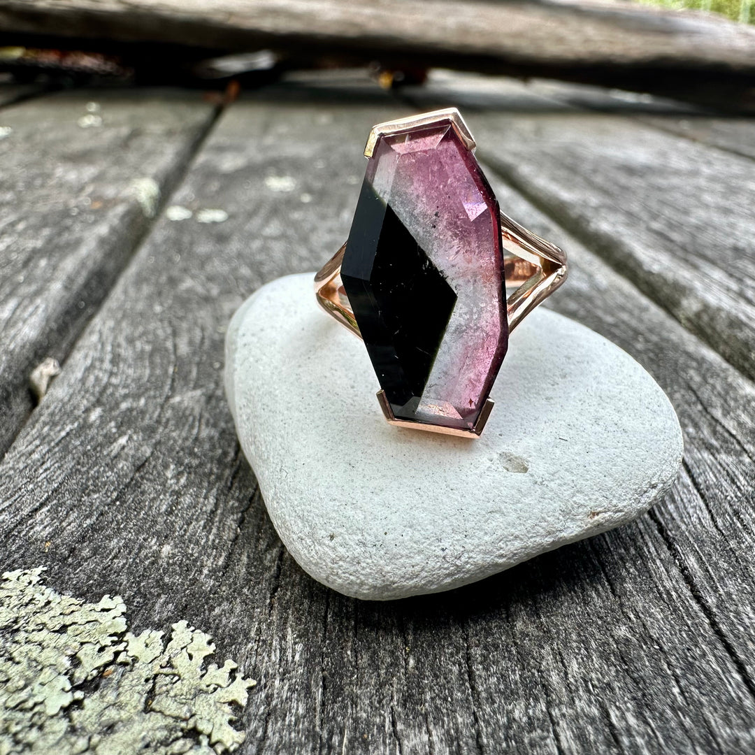 Brazilian watermelon tourmaline ring