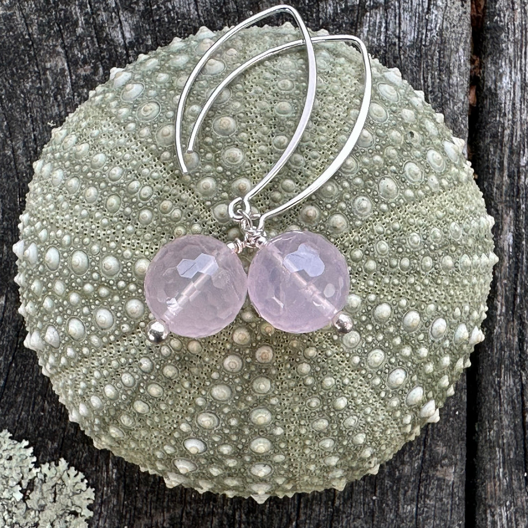 Faceted rose quartz earrings