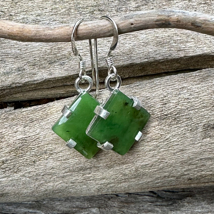 Sterling silver NZ greenstone earrings