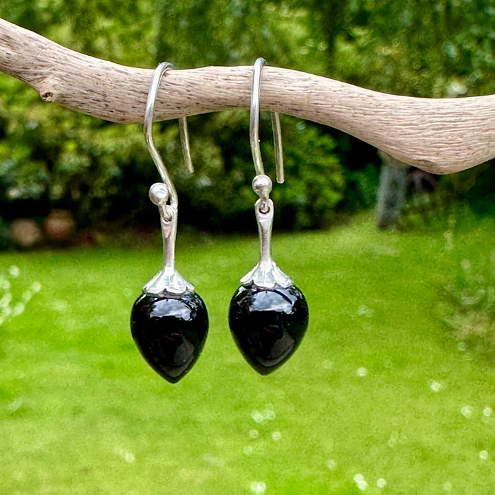 Wee black onyx drop earrings