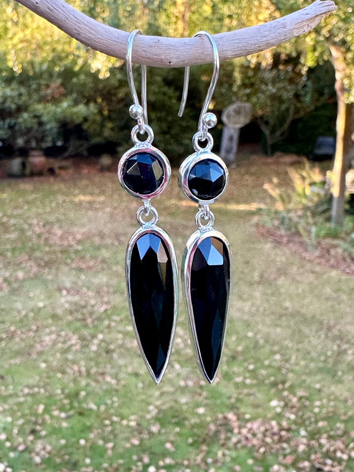 2 Tier Black Onyx Drop Earrings