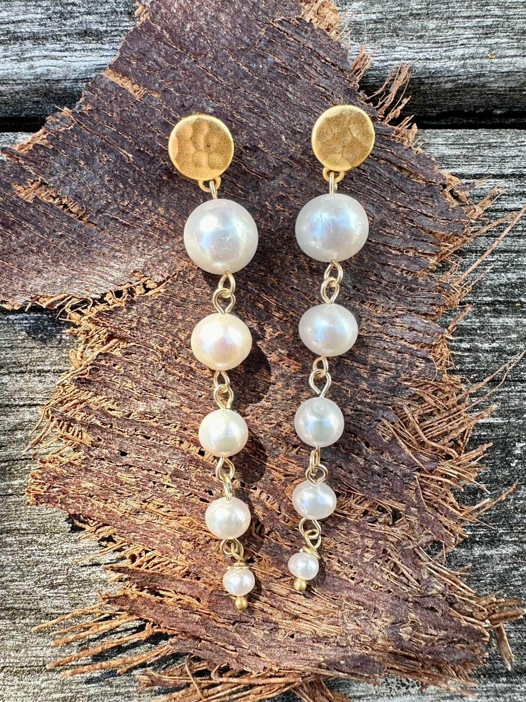 5 tier freshwater pearl earrings