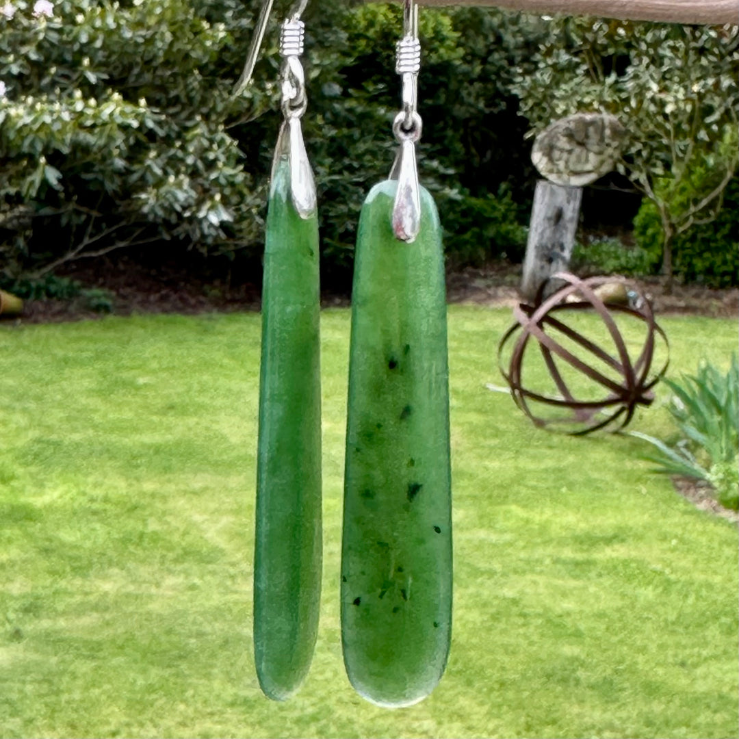 Matched New Zealand greenstone pair earrings