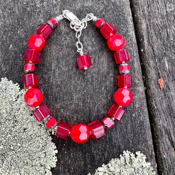 Red faceted crystal bracelet