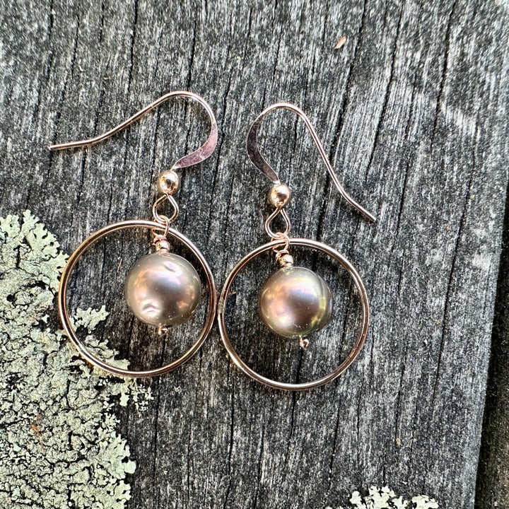 Coffee coloured freshwater pearl earrings