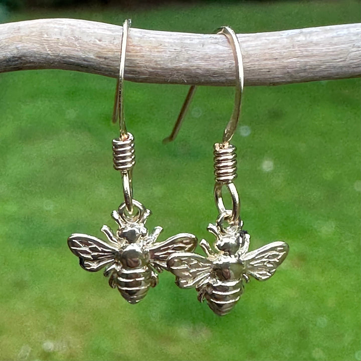 14 carat yellow gold bee earrings