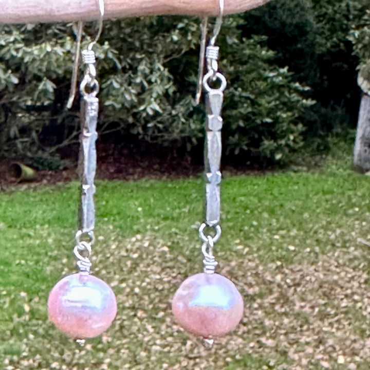 Pink freshwater pearl earrings
