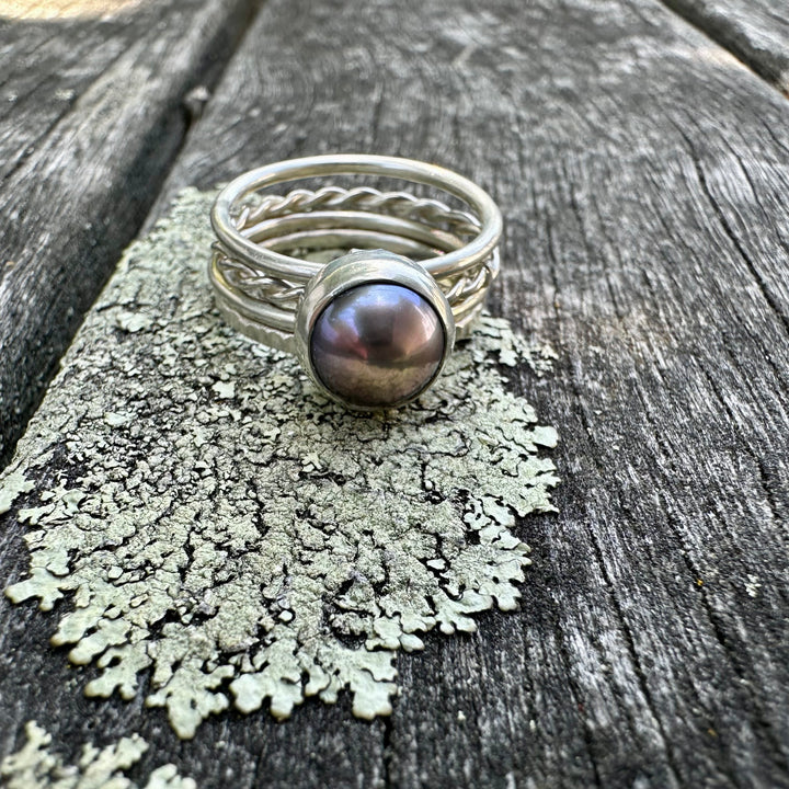 Coffee colour pearl fine unity ring