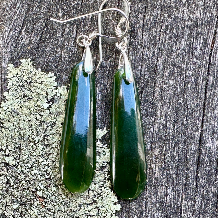 Dark New Zealand greenstone earrings