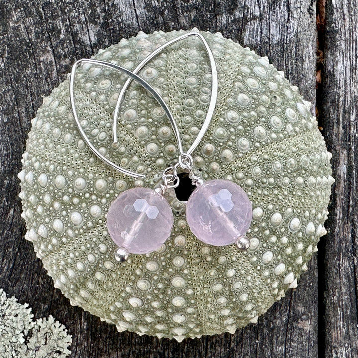 Faceted rose quartz earrings