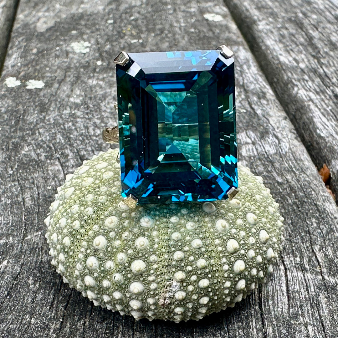 59.5 carat London Blue topaz ring