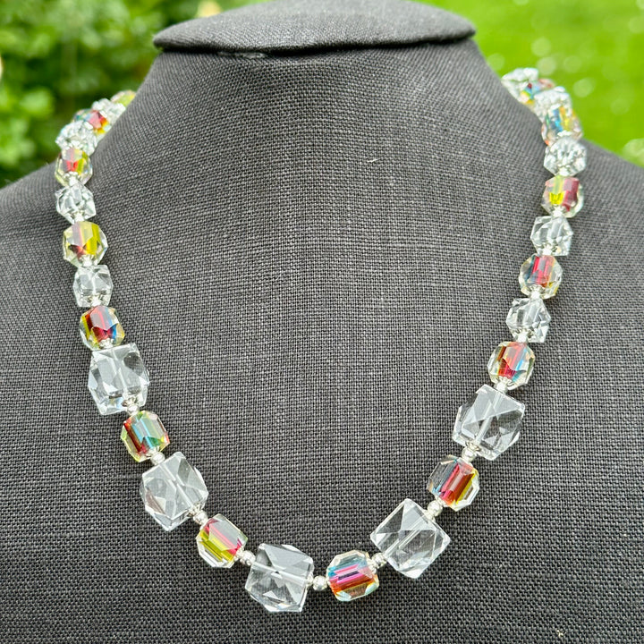 Vintage rainbow glass necklace