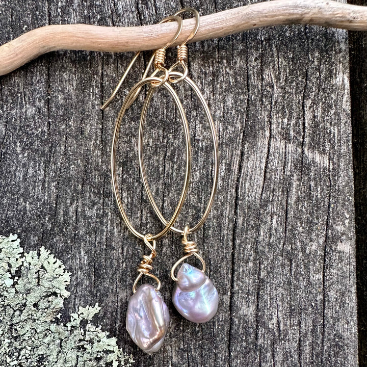 Pinky purple keishi pearl earrings